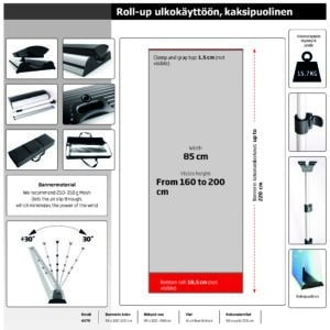 Roll-up ulkokäyttöön, kaksipuolinen