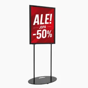 Infoteline lattialle, ovaali jalka, musta
