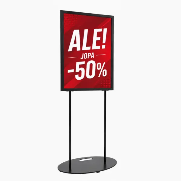 Infoteline lattialle, ovaali jalka, musta