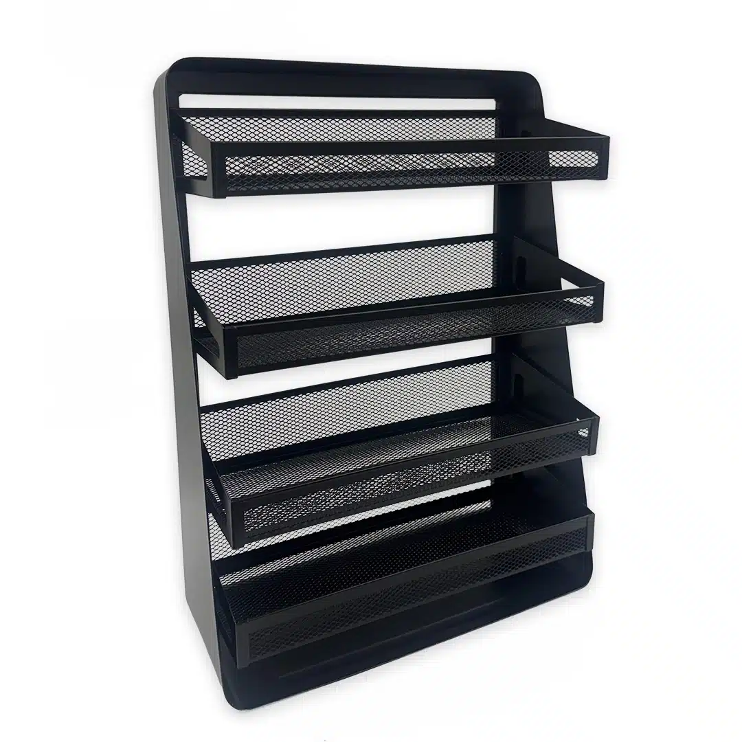 Metallihyllykko poydalle musta