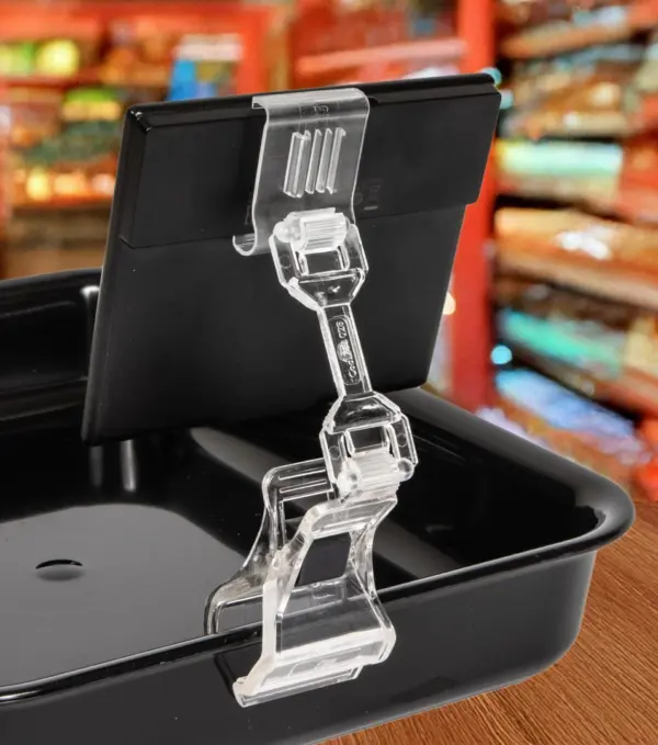 Elektronisen hintalapun pidike klipsillä kirkas Elektronisen hintalapun pidike klipsillä kirkas