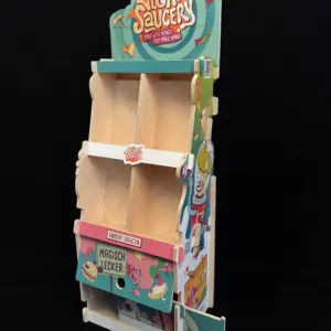 Puinen tuoteteline pöydälle printtauksella