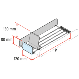 Hyllynjakaja tyontajalla 80 mm stoppari korkea tyontaja low force2
